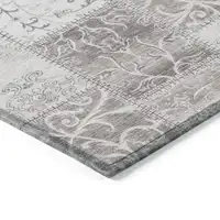 Photo of 8' Runner Taupe and Ivory Patchwork Washable Non Skid Indoor Outdoor Runner Rug