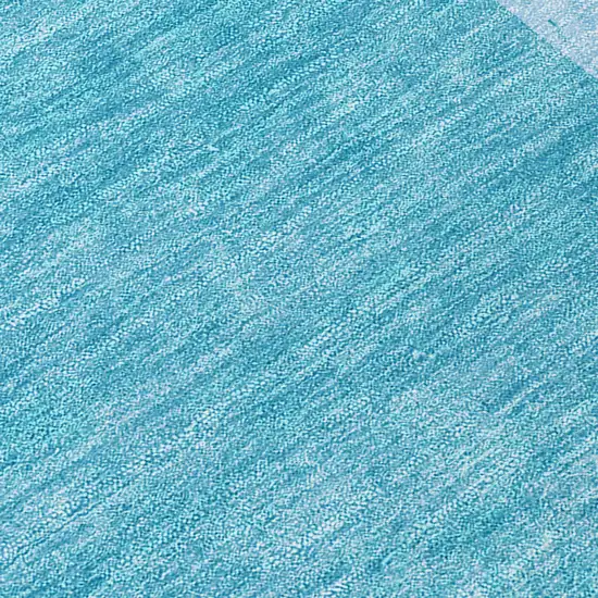 8' Runner Teal Abstract Washable Non Skid Indoor Outdoor Runner Rug Photo 9