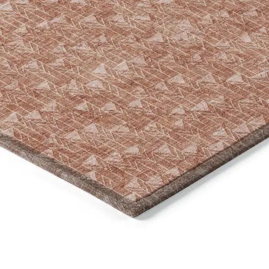 8' Runner Terra Cotta Geometric Washable Non Skid Indoor Outdoor Runner Rug Photo 7