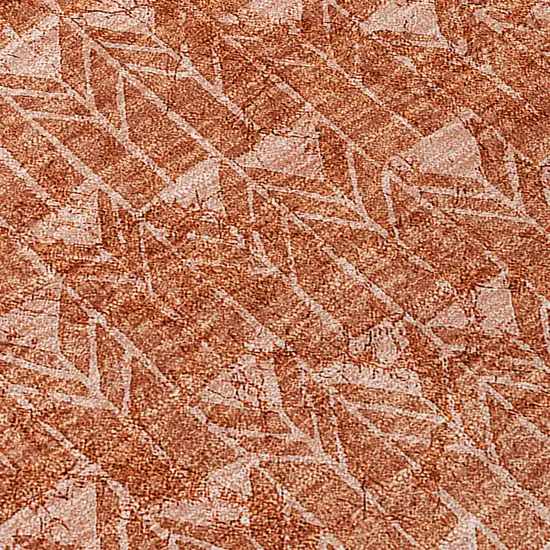 Terra Cotta Geometric Washable Non Skid Indoor Outdoor Runner Rug Photo 8