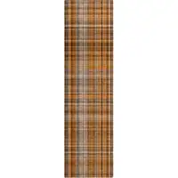 Photo of 8' Runner Terra Cotta Plaid Washable Non Skid Indoor Outdoor Runner Rug