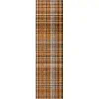 Photo of 8' Runner Terra Cotta Plaid Washable Non Skid Indoor Outdoor Runner Rug