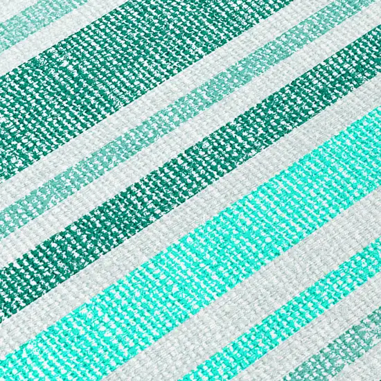 8' Runner Turquoise Striped Washable Non Skid Indoor Outdoor Runner Rug Photo 8