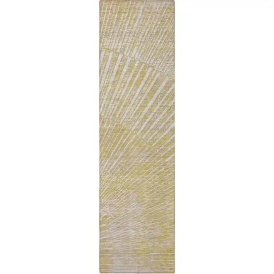 8' Runner Wheat Abstract Washable Non Skid Indoor Outdoor Runner Rug Photo 4