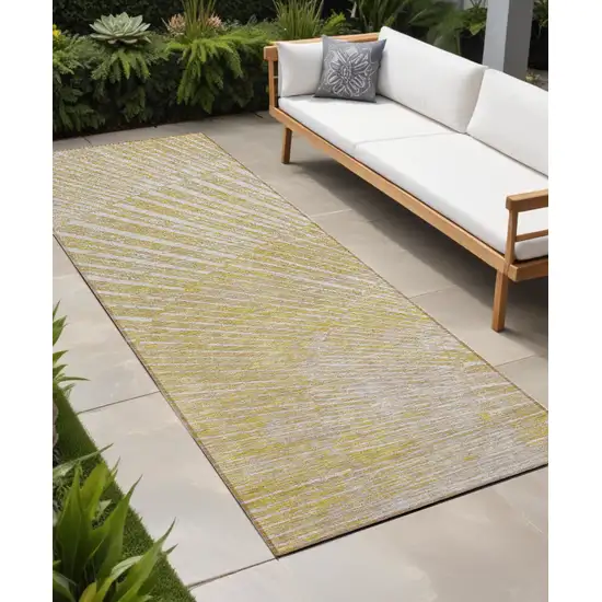 Wheat Abstract Washable Non Skid Indoor Outdoor Runner Rug Photo 1