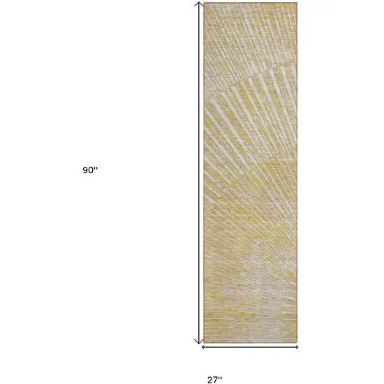 Wheat Abstract Washable Non Skid Indoor Outdoor Runner Rug Photo 3