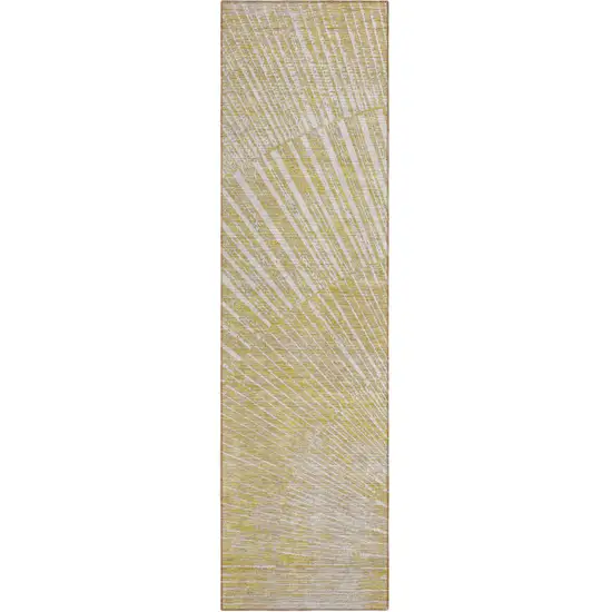 8' Runner Wheat Abstract Washable Non Skid Indoor Outdoor Runner Rug Photo 2