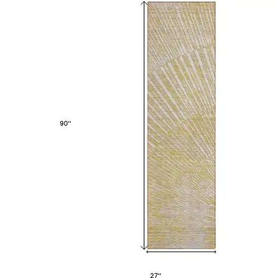 8' Runner Wheat Abstract Washable Non Skid Indoor Outdoor Runner Rug Photo 3