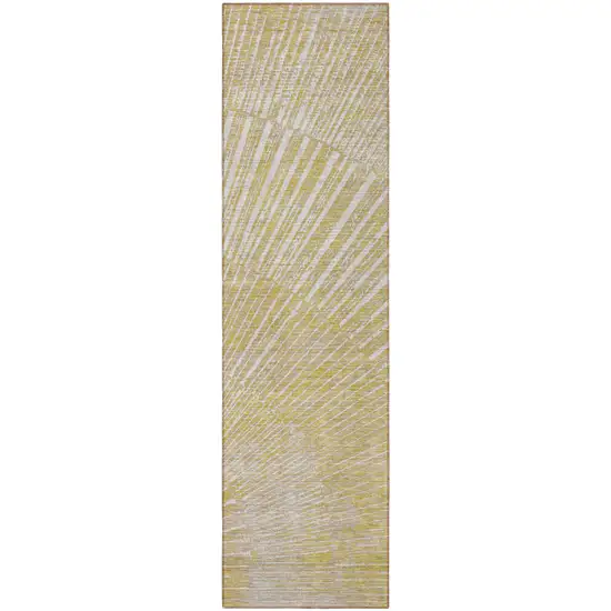 Wheat Abstract Washable Non Skid Indoor Outdoor Runner Rug Photo 5