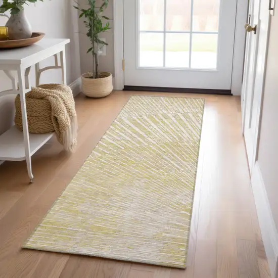 8' Runner Wheat Abstract Washable Non Skid Indoor Outdoor Runner Rug Photo 9