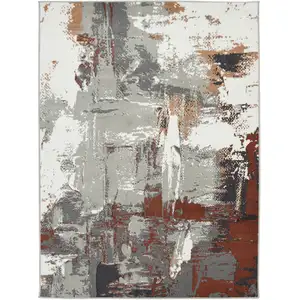 Photo of 10' Rust Abstract Power Loom Runner Rug