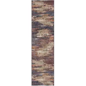 Photo of 10' Rust Abstract Power Loom Runner Rug