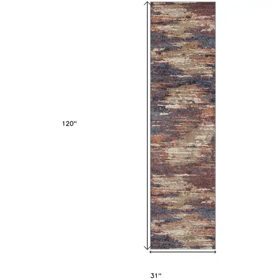 10' Rust Abstract Power Loom Runner Rug Photo 6