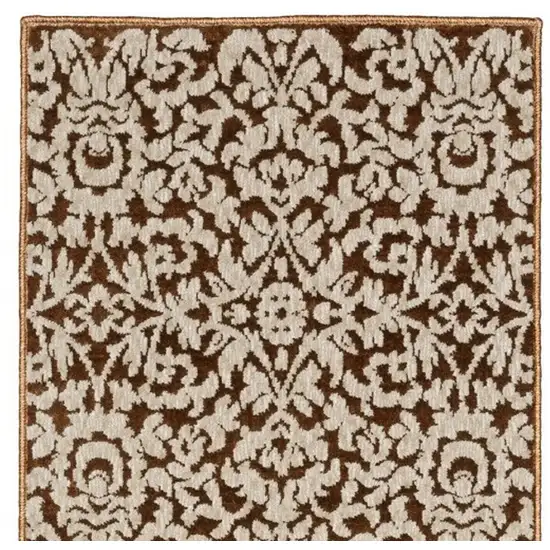 8' Rust And Beige Oriental Runner Rug Photo 5