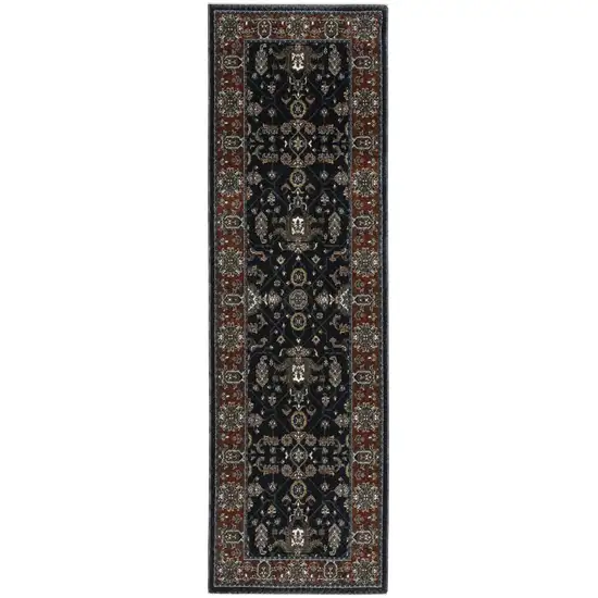 8' Rust Oriental Runner Rug With Fringe Photo 4