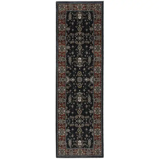 8' Rust Oriental Runner Rug With Fringe Photo 2