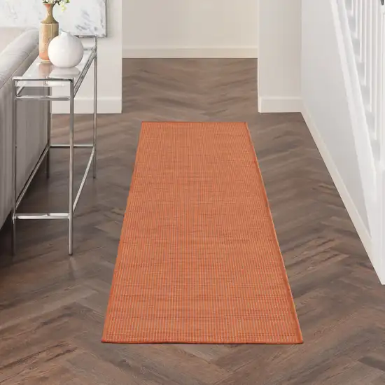 8' Rust Power Loom Runner Rug Photo 5