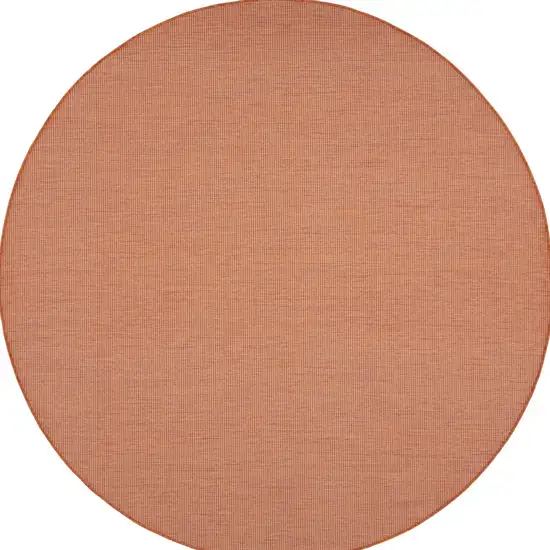 8' Rust Round Power Loom Area Rug Photo 5