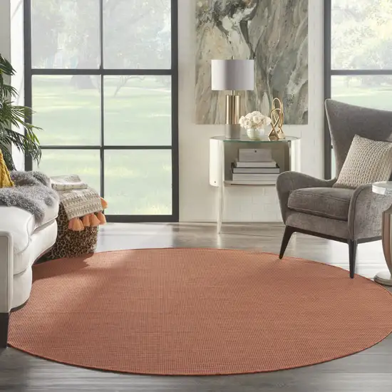 8' Rust Round Power Loom Area Rug Photo 9