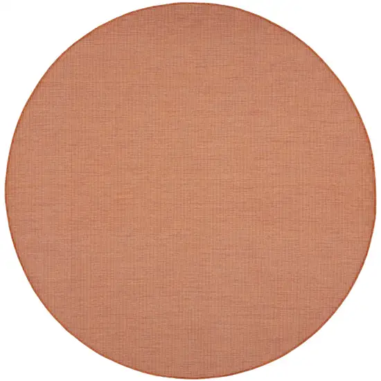 8' Rust Round Power Loom Area Rug Photo 3