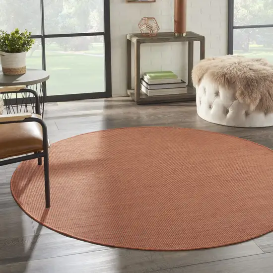 6' Rust Round Power Loom Area Rug Photo 6