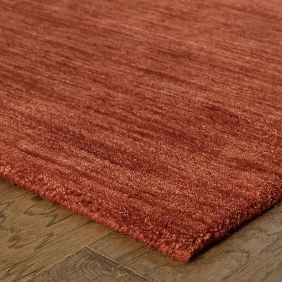 8' Rust Wool Hand Tufted Runner Rug Photo 8