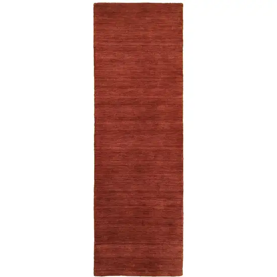 8' Rust Wool Hand Tufted Runner Rug Photo 4