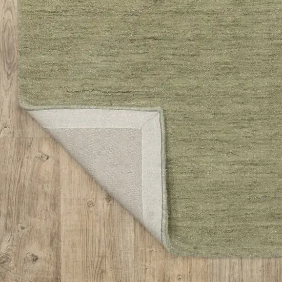 8' Sage And Green Wool Hand Tufted Runner Rug Photo 7