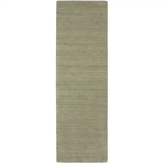 8' Sage And Green Wool Hand Tufted Runner Rug Photo 2