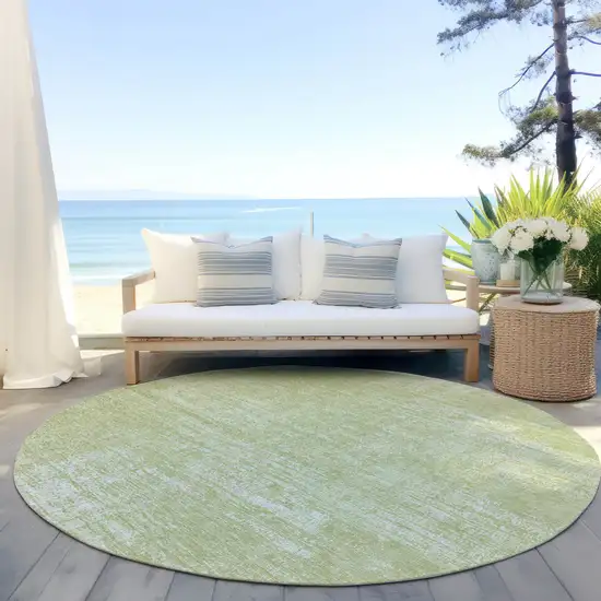 8' Sage Artichoke Green And Mint Green Round Abstract Washable Indoor Outdoor Area Rug Photo 5