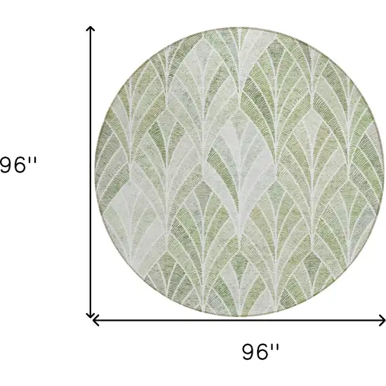 8' Sage Artichoke Green And Mint Green Round Geometric Washable Indoor Outdoor Area Rug Photo 3