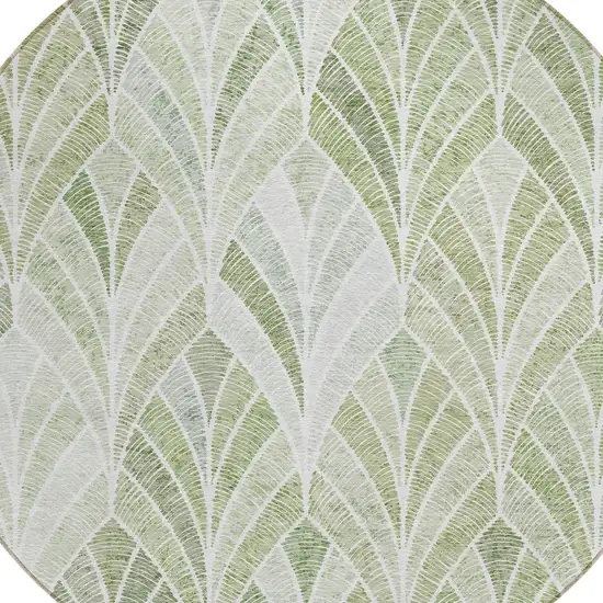 8' Sage Artichoke Green And Mint Green Round Geometric Washable Indoor Outdoor Area Rug Photo 5