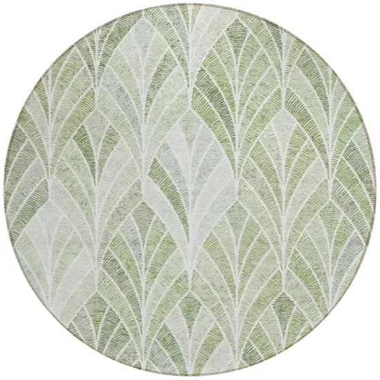 8' Sage Artichoke Green And Mint Green Round Geometric Washable Indoor Outdoor Area Rug Photo 6