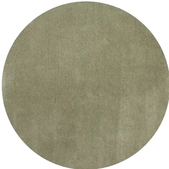 8' Sage Green Round Indoor Shag Rug Photo 5