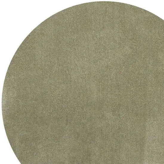 8' Sage Green Round Indoor Shag Rug Photo 3