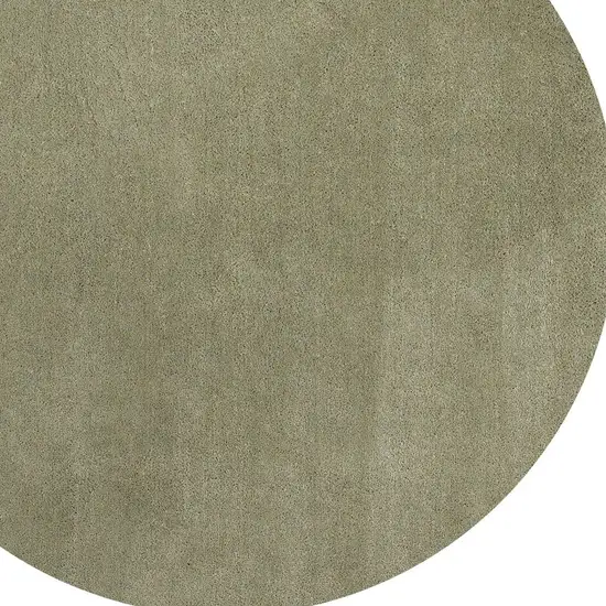 8' Sage Green Round Indoor Shag Rug Photo 4