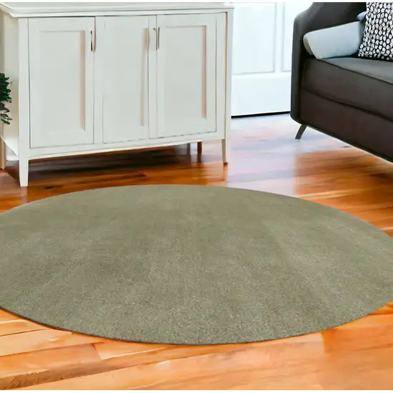 8' Sage Green Round Hand Woven Area Rug Photo 2