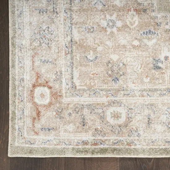 10' Sage Oriental Power Loom Distressed Washable Runner Rug Photo 3