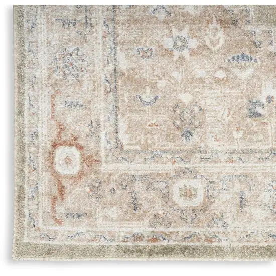 10' Sage Oriental Power Loom Distressed Washable Runner Rug Photo 1