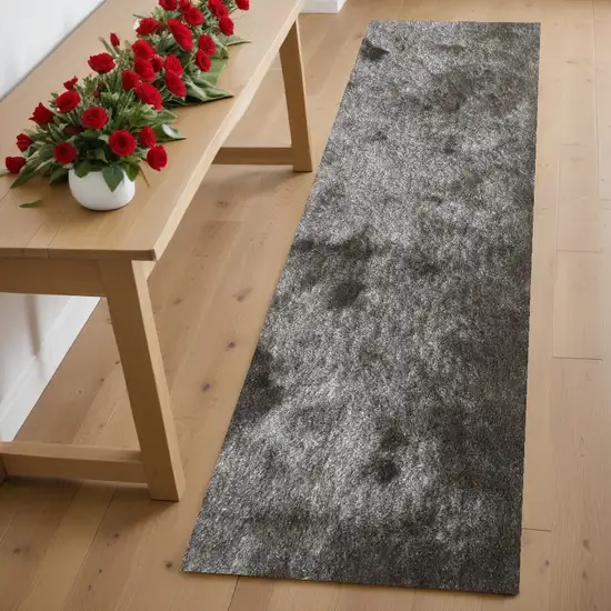 6' Charcoal Shag Hand Tufted Runner Rug Photo 1