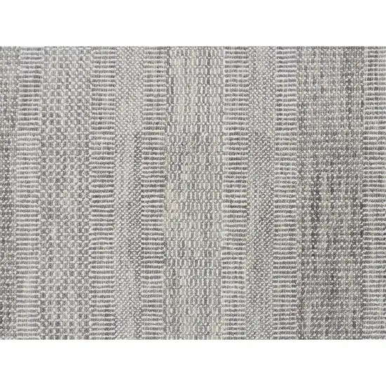 10' Silver Wool Striped Hand Knotted Runner Rug Photo 4