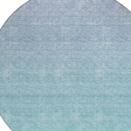 8' Sky Blue And Teal Blue Round Ombre Washable Indoor Outdoor Area Rug Photo 4