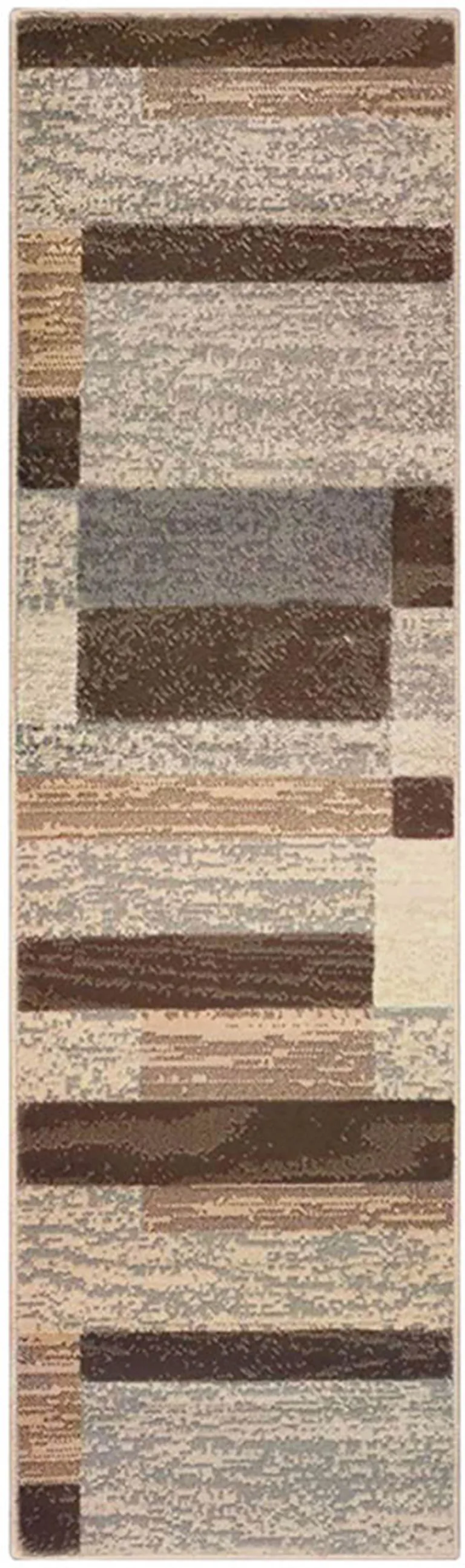 12' Slate Patchwork Power Loom Runner Rug Photo 1