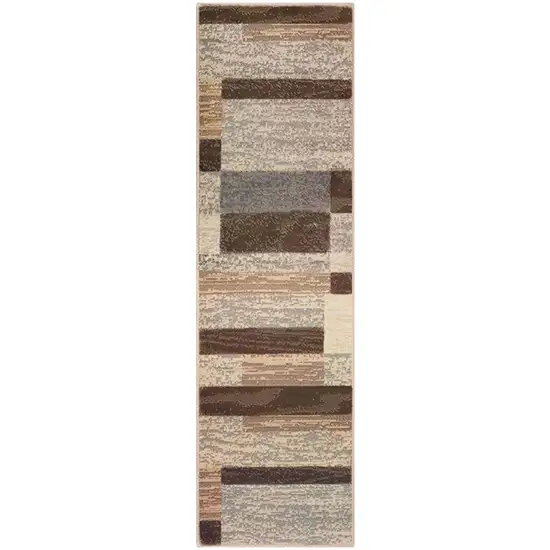 8' Slate Patchwork Power Loom Stain Resistant Runner Rug Photo 1