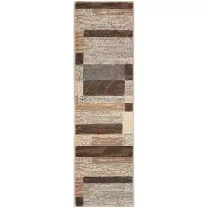 Photo of 8' Slate Patchwork Power Loom Stain Resistant Runner Rug