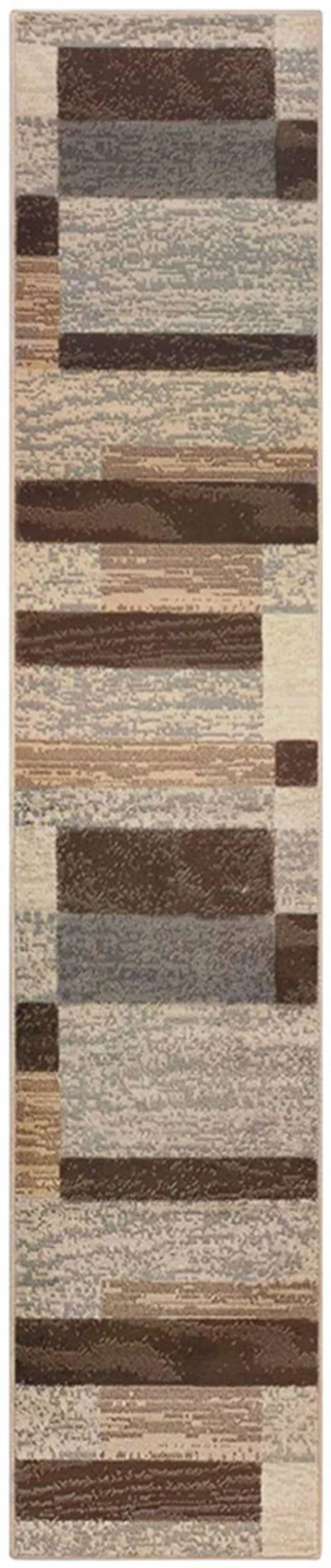 11' Slate Patchwork Power Loom Stain Resistant Runner Rug Photo 1