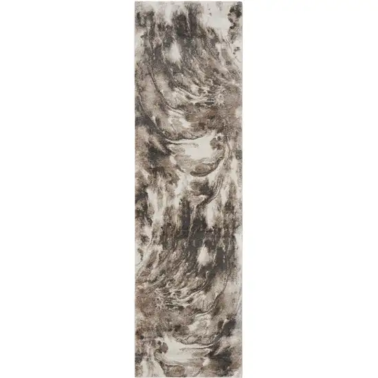 8' Tan Abstract Power Loom Runner Rug Photo 5