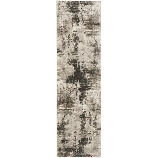 8' Tan Abstract Power Loom Runner Rug Photo 4