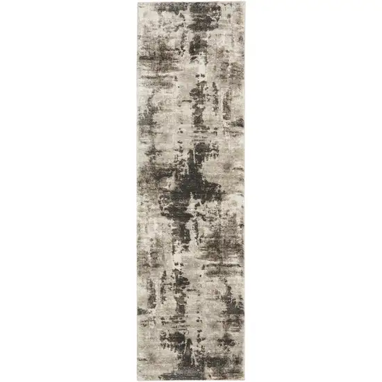 8' Tan Abstract Power Loom Runner Rug Photo 2