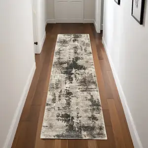 Photo of 8' Tan Abstract Power Loom Runner Rug